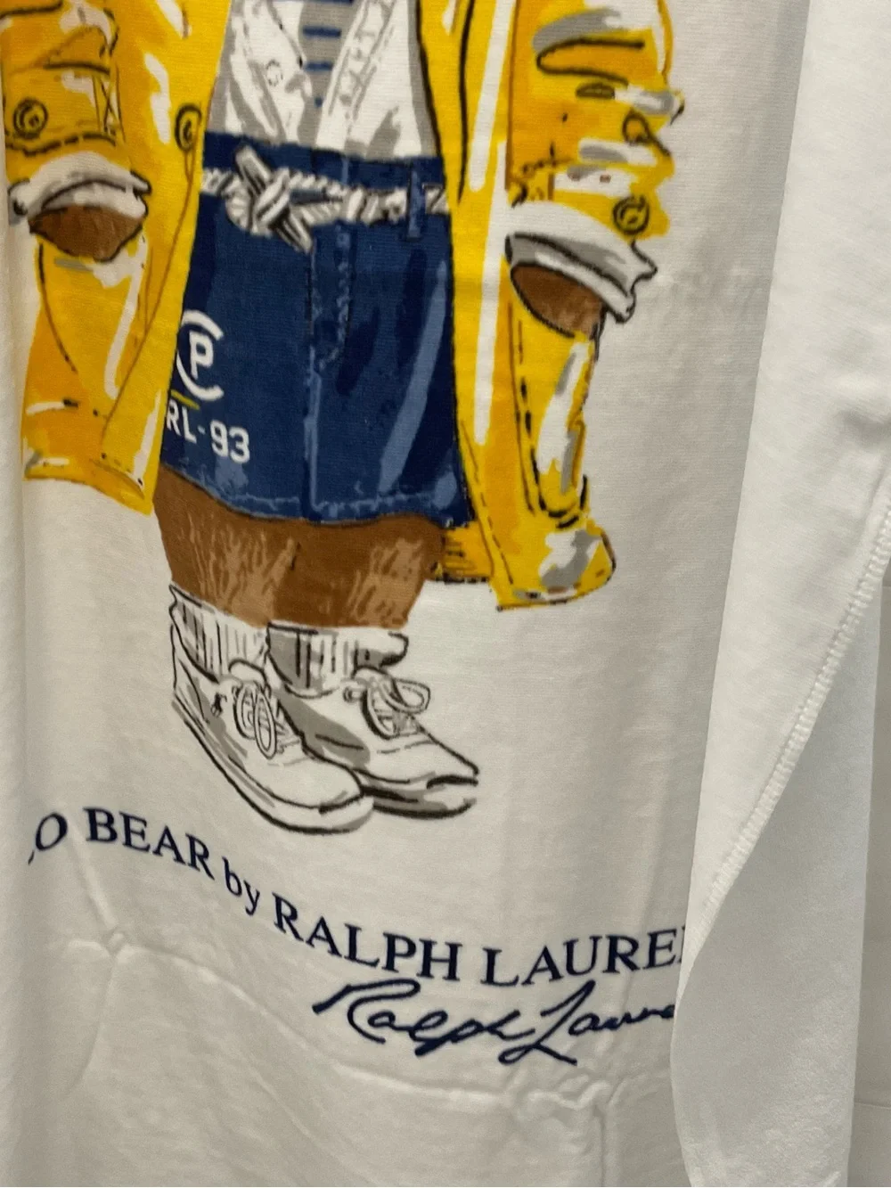 Polo Ralph Lauren YELLOW RAINCOAT BEAR 35” x 66” Cotton Velour Terry Beach Towel